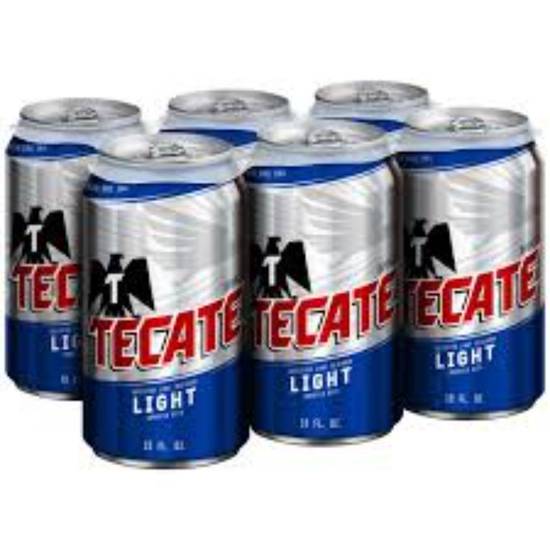 Order TECATE LIGHT 12oz 6pk CANS food online from Duke Liquor & Jr. Market store, Los Angeles on bringmethat.com