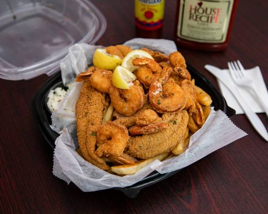 Order #8 Fish & Shrimp Platter food online from Krab Kingz store, Memphis on bringmethat.com
