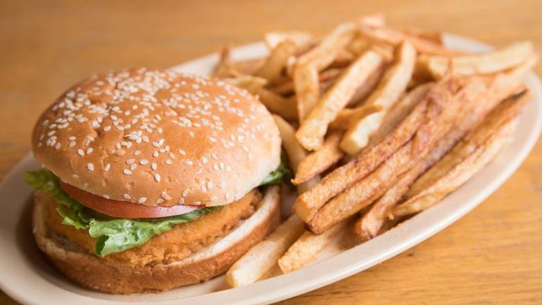 Order 17. Chicken Burger food online from Roscoe House Of Chicken & Waffles store, Long Beach on bringmethat.com
