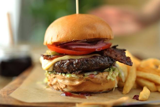 Order PB & J Burger* food online from Lazy Dog Restaurant & Bar store, Addison on bringmethat.com