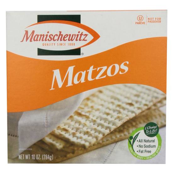 Order Manischewitz Unsalted Matzo 10oz food online from Drinks At Your Door by Gopuff store, Newton Highlands on bringmethat.com