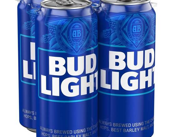 Order Bud Light, 4 pk-16 oz can beer (4.2% ABV) food online from Xtra Liquors & Wines store, WEST MIAMI on bringmethat.com