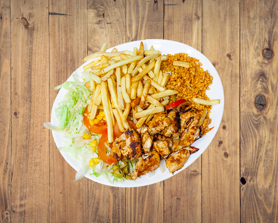 Assiette brochette de poulet