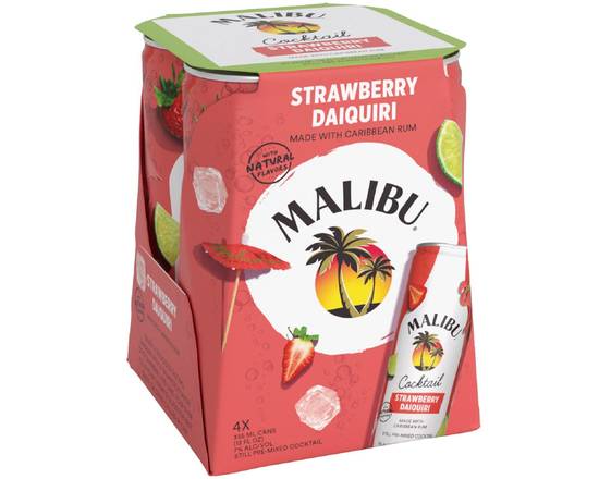 Order Malibu Cocktail Straw Daiquiri 355ml-4Pk (7% ABV) food online from Golden Ox Liquors store, Saint Augustine on bringmethat.com