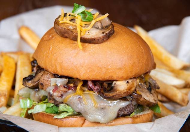 Order The Ultimate Shroom Burger food online from Crooked Pint Ale House store, Fargo on bringmethat.com