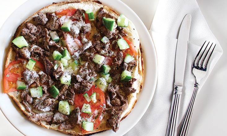 Order Sultan's Shawarma Pitza food online from Aladdin's Eatery store, Pittsburgh on bringmethat.com
