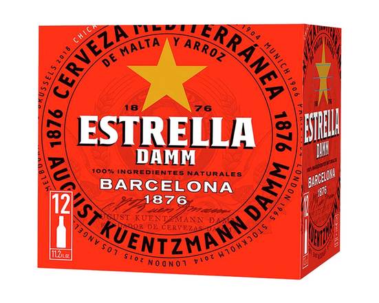 Order SIX Estrella, 12oz bottle beer (5.4% ABV) food online from Xixón Spanish Restaurant store, Miami on bringmethat.com
