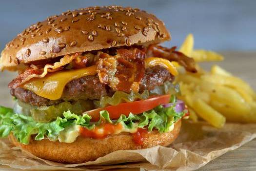 Order Bacon Cheeseburger food online from Falafel Flame store, Sunnyvale on bringmethat.com