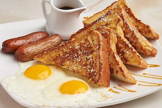 Order Caramel French Toast & Eggs food online from Silver diner - tysons corner, va store, McLean on bringmethat.com