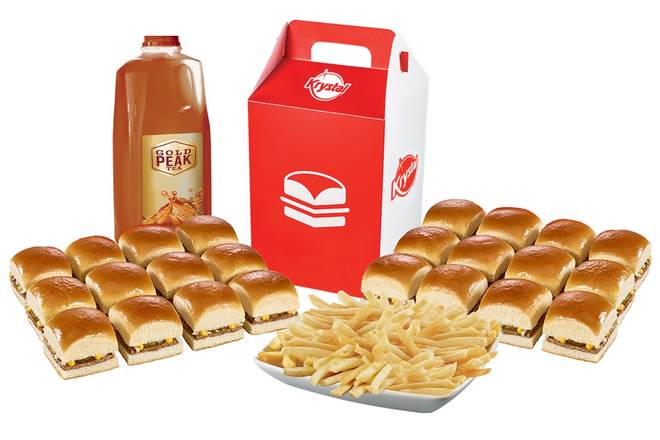 Order 24 KRYSTALS, PARTY FRIES/TOTS & HALF GALLON BEVERAGE food online from Krystal store, Daytona Beach on bringmethat.com