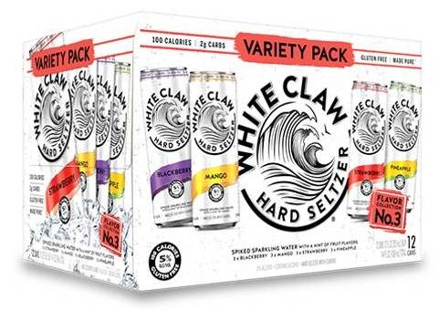 Order White Claw variety pack 3, 12pk-12oz can hard seltzer (5% ABV) food online from Woodbury Wine & Spirits store, ORLANDO on bringmethat.com