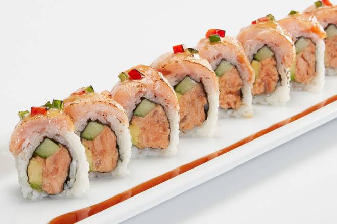 Order SMOKY SALMON ROLL* food online from RA Sushi Bar store, Las Vegas on bringmethat.com