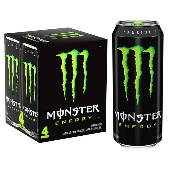 Order Monster Energy Green 4pk 16oz Can food online from Everyday Needs by Gopuff store, Coral Gables on bringmethat.com