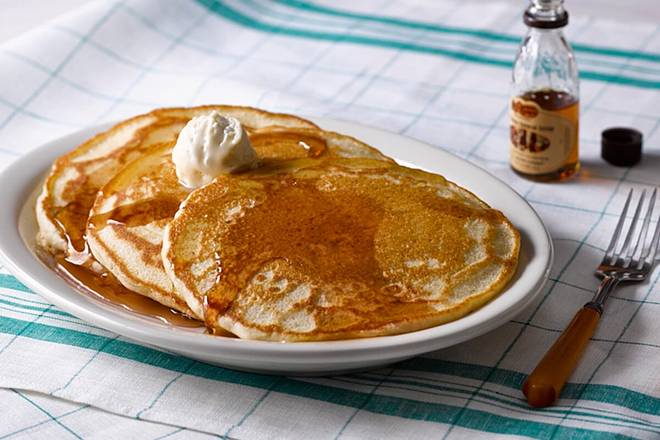 Order Buttermilk Pancakes with 100% Pure Natural Syrup food online from Cracker Barrel Old Country Store store, Somerset on bringmethat.com