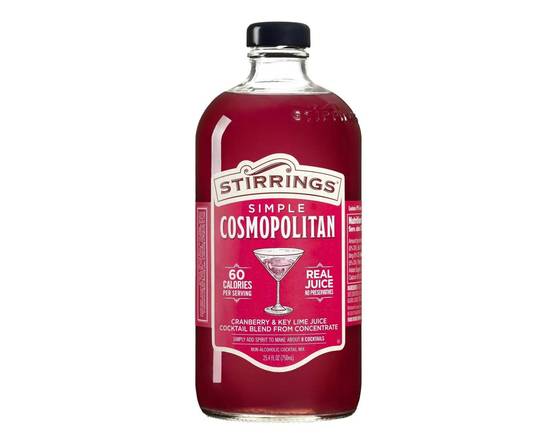 Order Stirrings Simple Cosmopolitan Cocktail Mix, 750mL food online from Golden Ox Liquors store, Saint Augustine on bringmethat.com