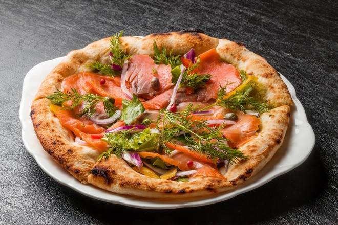 Order 14" SALMON PIZZA food online from Amore Pizzeria store, Clearwater on bringmethat.com