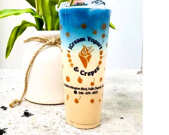 Order Blue Ocean Milk Tea food online from Icream Yogurt & Crepes store, Falls Church on bringmethat.com