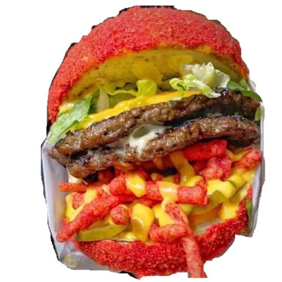 Order THE FLAMING BURGER food online from The Flaming Burger store, Huntington Beach on bringmethat.com