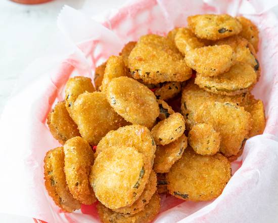 Order Fried Pickles (vegan) food online from Ye Ole Fashioned Ice Cream and Sandwich Cafe store, Summerville on bringmethat.com