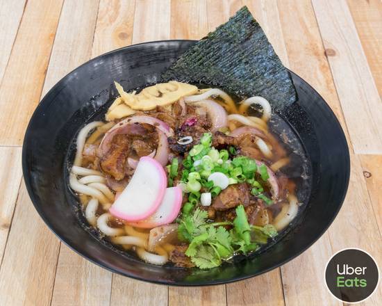 Order Soy Sake Pork Udon* food online from Senzu NoodleBar store, West Melbourne on bringmethat.com