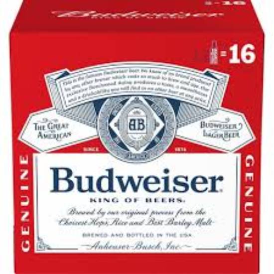 Order BUDWEISER 16oz 12PK Aluminum Bottle  food online from Duke Liquor & Jr. Market store, Los Angeles on bringmethat.com