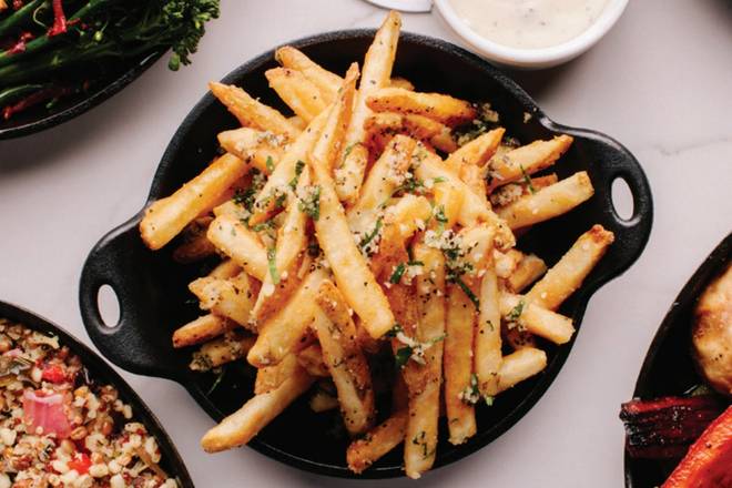 Order Truffle Fries - available 3pm-9pm food online from Pinstripes store, North Bethesda on bringmethat.com