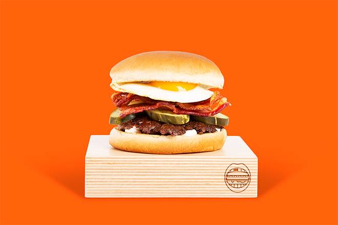 Order Egg and Bacon Smashmouth food online from Hot Bun Burgers store, Minneapolis on bringmethat.com