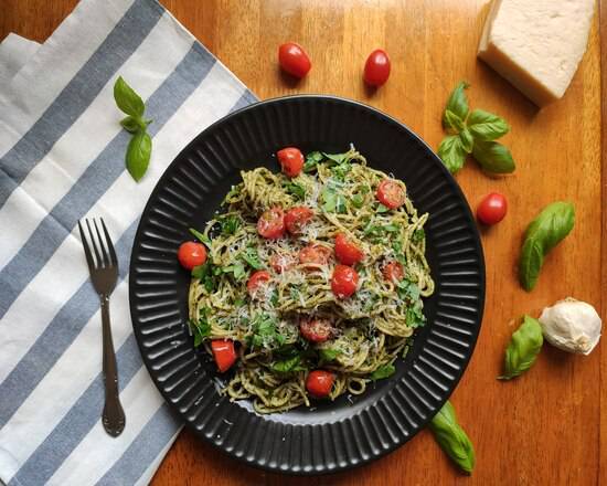 Order Basil Pesto Pasta food online from Il Canto Cafe store, San Francisco on bringmethat.com