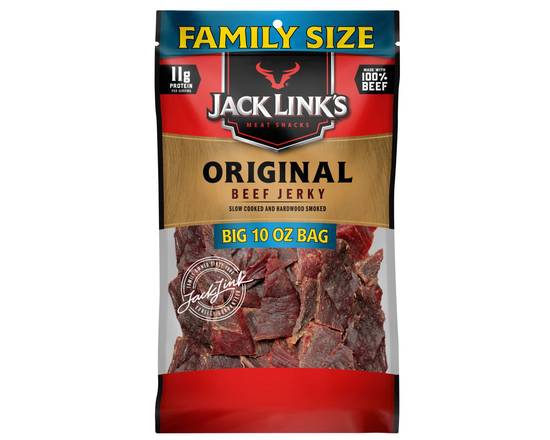 Order Jack Links Beef Jerky, Original. Meat Protein Snack, 8 oz food online from Trumbull Super Stop store, Trumbull on bringmethat.com