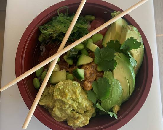 Order Poke Bowl-3 Proteins food online from The Hawaiian Poke Place store, Tarpon Springs on bringmethat.com